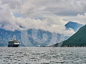 Big cruise ship in Kotor bay, Montenegro