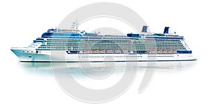 Big cruise ship liner ferry isolated on white background