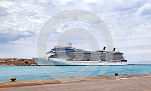 Big cruise ship in the sea port, Rhodes Island - Greece