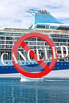 Big cruise ship waiting to passengers. Temporality canceled the cruises, due to the risk of coronavirus