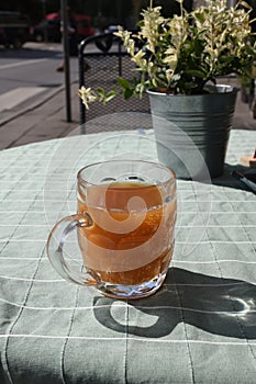 Big cup of kvass on the table