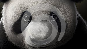Big Cute Panda Close-up Face Portrait. Generative AI.