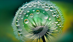 big dandelion on a green background