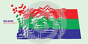 Big data. Abstract background algorithm analyzing color rectangles data. Machine learning. Analysis of Information. Minimalistic