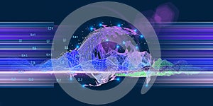 Big data. Abstract background analyze polygonale algorithm artificial intelligence data. Quantum cryptography concept with