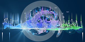 Big data. Abstract background analyze polygonale algorithm artificial intelligence data. Quantum cryptography concept with