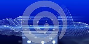 Big data. Abstract background with wireframe algorithm analyze data and blurred lines. Quantum cryptography concept. Analytics