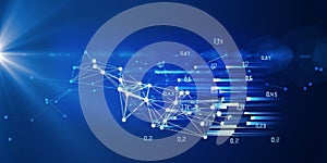Big data. Abstract modern concept of algorithm making decision. Analysis data grid quality.  Business and science visualization of