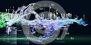 Big data. Abstract polygonal analyze algorithm artificial intelligence data.  Analytics algorithms banner for science, technology