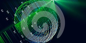 Big data. Abstract polygonal  background with wireframe sphere and blurred lines. ÃÂ¡oncept geometrical for science and technology