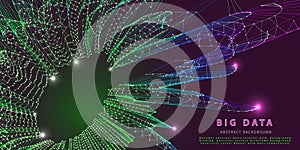 Big data. Abstract technology background with polygonal chaotic grid color analyze. Analytics algorithms data. Computing