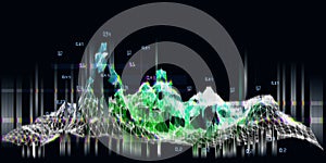 Big data. Abstract  technology  background with polygonal wave algorithm analyze data with blurred lines. Quantum cryptography