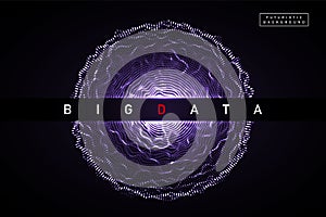 Big Data. Abstract vector digital sphere explosion background. 3D planet mesh with glowing particles. Futuristic hi-tech