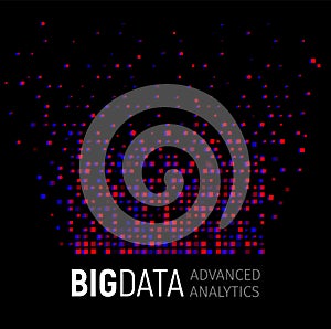 Big data abstract vector visualization. Lines and dots array. Big data connection complex. Graphic fractal element