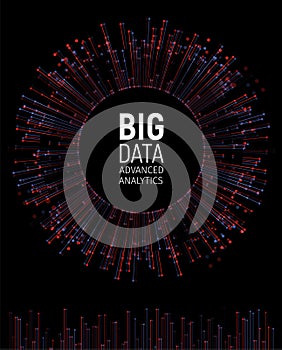 Big data abstract vector visualization. Lines and dots array. Big data connection complex. Graphic fractal element