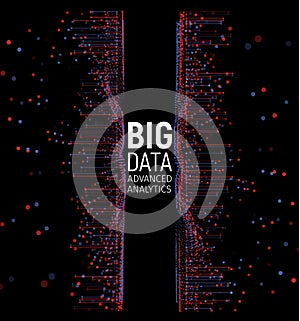 Big data abstract vector visualization. Lines and dots array. Big data connection complex. Graphic fractal element
