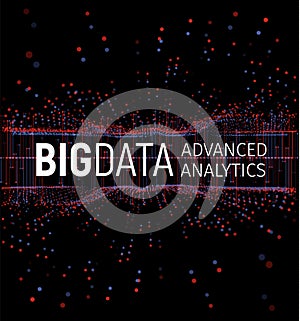 Big data abstract vector visualization. Lines and dots array. Big data connection complex. Graphic fractal element