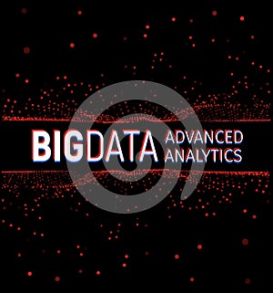 Big data abstract vector visualization. Lines and dots array. Big data connection complex. Graphic fractal element