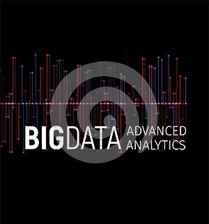 Big data abstract vector visualization. Lines and dots array. Big data connection complex. Graphic fractal element