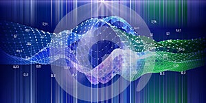 Big data. Abstract visualization analyze polygonale algorithm artificial intelligence data. Quantum virtual cryptography concept