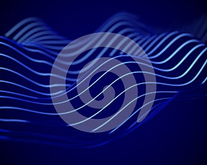 Big data abstract visualization: hills on digital information surface.