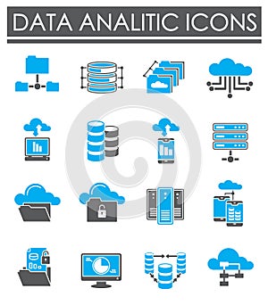 Big data analitics icons set on background for graphic and web design. Creative illustration concept symbol for web or