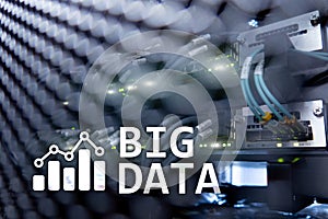 Big data analysing server. Internet and technology