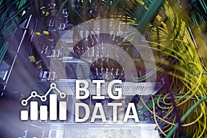 Big data analysing server. Internet and technology.