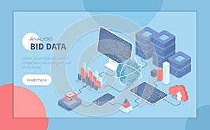 Big Data Analysis. Storage, Machine learning algorithms, Analyzing, Distribution Information, Reporting for optimization. Isometri photo