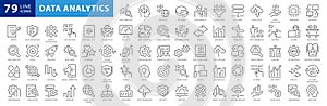 Big data analysis thin line icon set. Data processing outline pictograms for website and mobile app GUI. Digital analytics simple