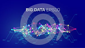 Big data analytic chart. Big data connect digits by lines. Analytics visual background. Futuristic analysis technology