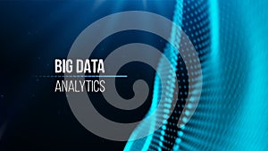 Big data analytics with abstract blue wave pattern. Data technology background.