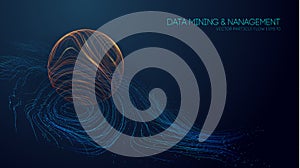Big data analytics abstract vector background. 3d vector sphere data stream in abstract style. Abstract technology