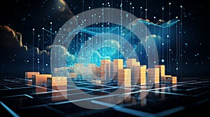 Big data analytics and business intelligence concept with chart and graph icons