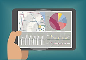 Il grande dati un analitica pannello di controllo verrà visualizzato sul schermo come illustrazioni 