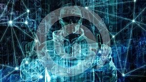 Big data analytics and deep machine learning innovation in office, computer digits, artificial intelligence