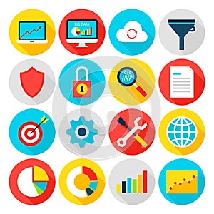 Big Data Analytics Flat Icons