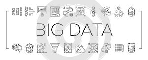 big data analytics hadoop icons set vector