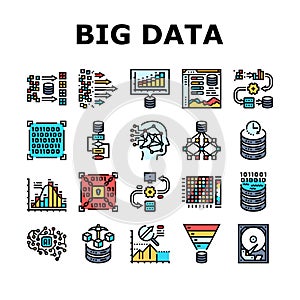 big data analytics hadoop icons set vector