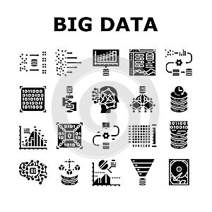 big data analytics hadoop icons set vector