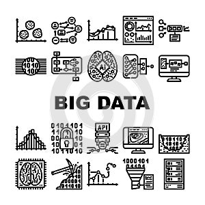 big data analytics hadoop icons set vector