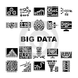 big data analytics hadoop icons set vector