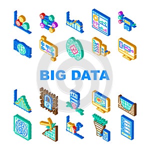 big data analytics hadoop icons set vector