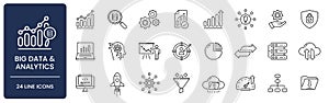 Big Data and Analytics Line Icon Set with Editable Stroke.