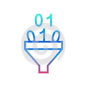 Big data analytics line vector icon. Data filter vector illustration.