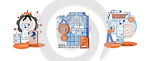 Big data analytics platform, data management and protection creative metaphor set abstract concept