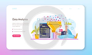 Big data analytics web banner or landing page. Big data from different