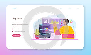 Big data analytics web banner or landing page. Big data from different