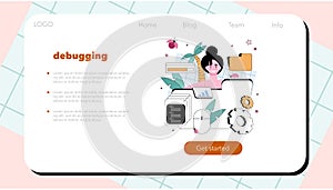 Big data analytics web banner or landing page. Big data specialist