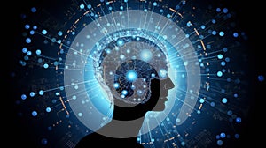 Big data and artificial intelligence concept. Machine learning and cyber mind domination. Neural network ai generated